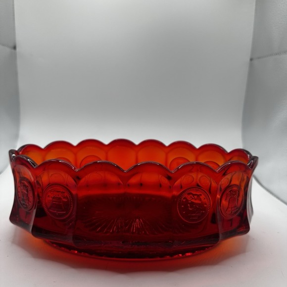 Fostoria Other - Vintage Fostoria Ruby Red Coin Scalloped Glass Console Bowl Dish Excellent Used